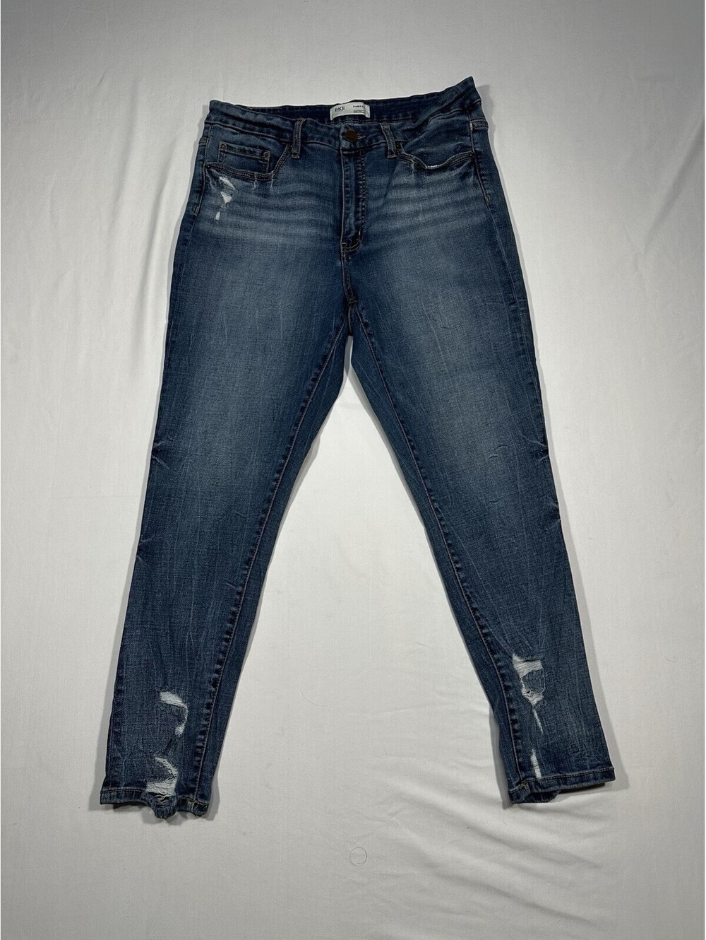 BKE Parker Women’s Jeans Blue Distressed Stretch Denim Size 31x26 Mid RiseSkinny